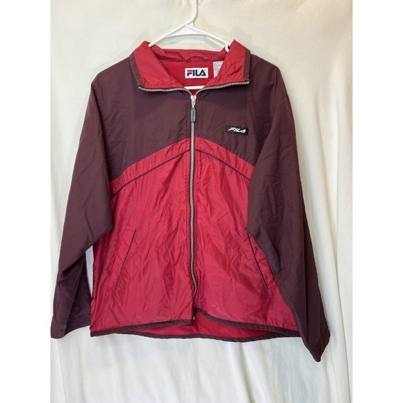 Fila Jackets & Blazers - Fila Womens Windbreaker Size Medium Golf Jacket Red Hooded Pockets Full‎ Zip